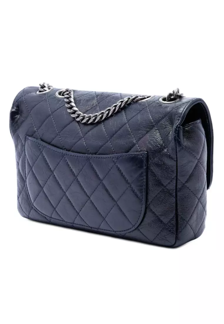 Pre-Loved Chanel Medium Quilted Glazed Calfskin Cc Plate Flap