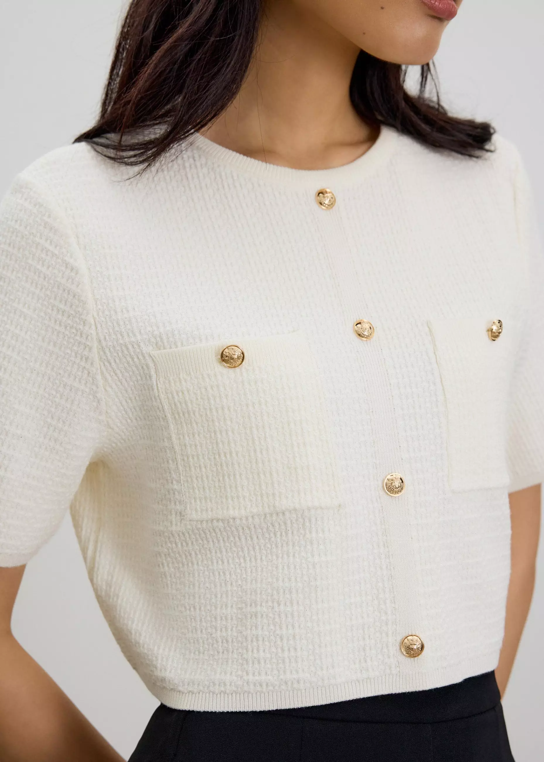 Atasan Wanita - Yoko Boxy Textured Knit Top
