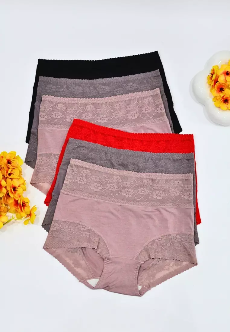 6 Pack Melina Cotton with Lace Panties Bundle A