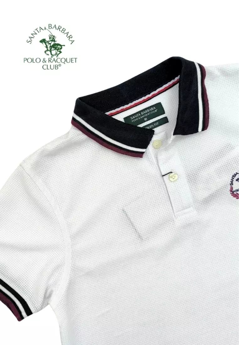 Knits Pique Plain White Polo Shirt for Men with Embroidered Logo