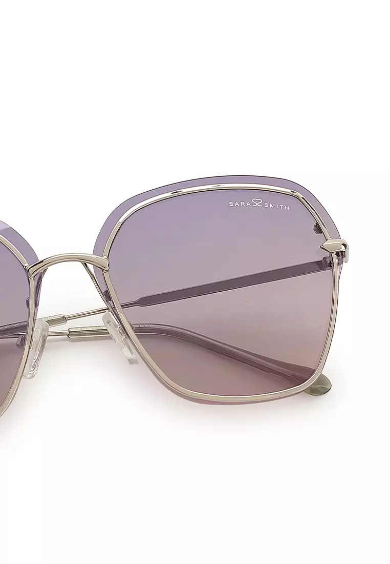 Unisex Polarized Square Sunglasses - Nickel White / Tea-Pink