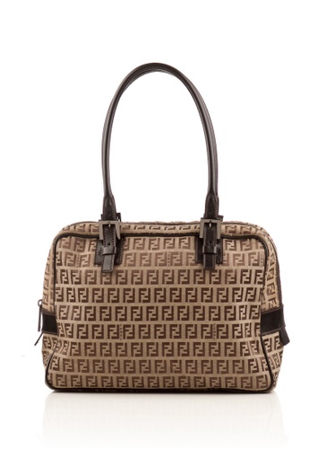 Buy Fendi Preloved Brown Zucchino Monogram Boston Bag Online Zalora Malaysia