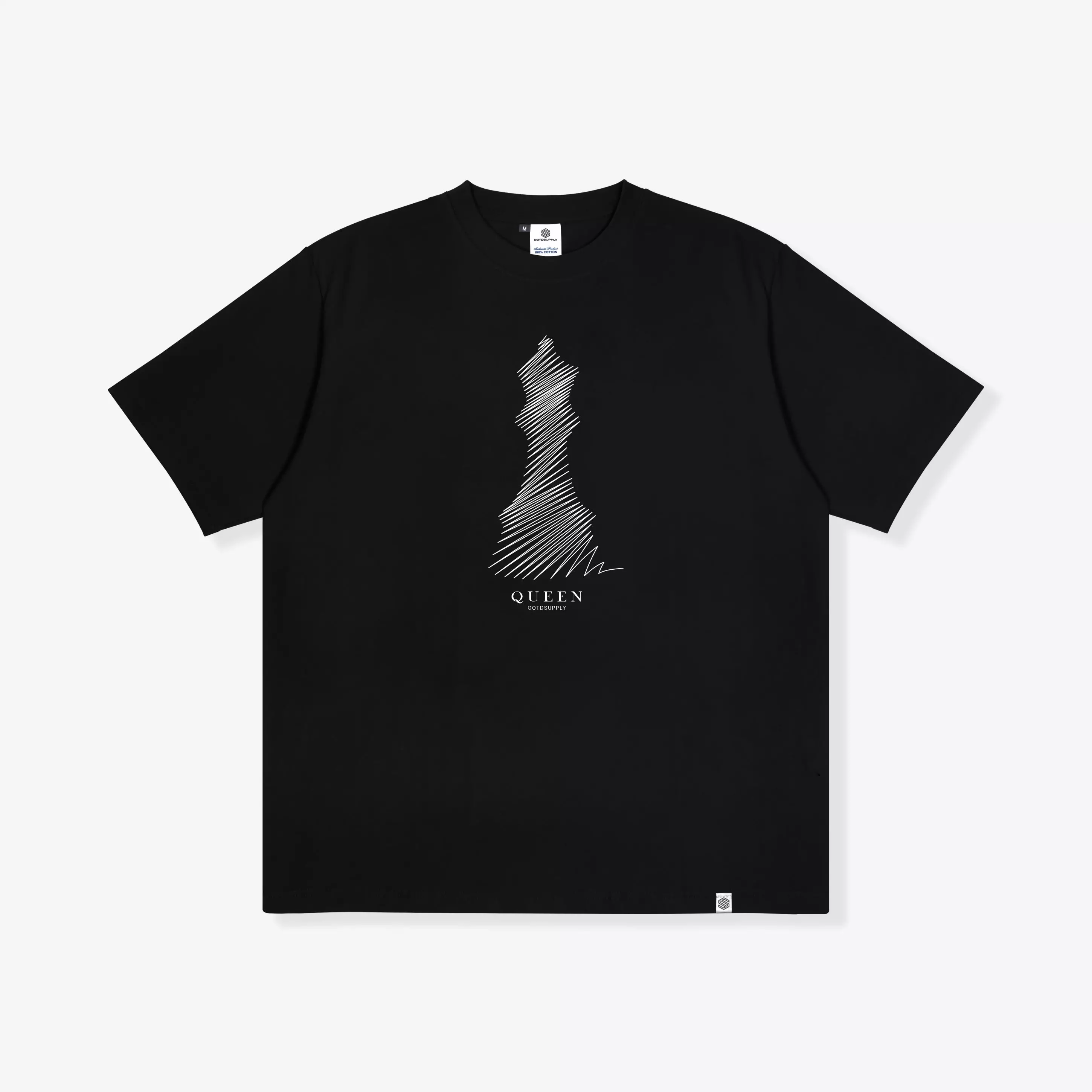 OOTDSUPPLY Reguler Tshirt 24s Queen Chess Black & White | Kaos Pria & Wanita TS072