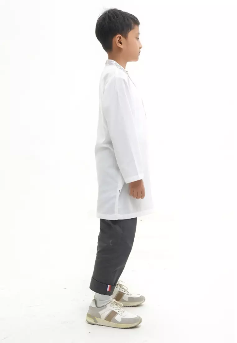 Rabbani - Setelan Jubah Koko Anak Lengan Panjang Jukid Mahdi Exclusive - Broken White