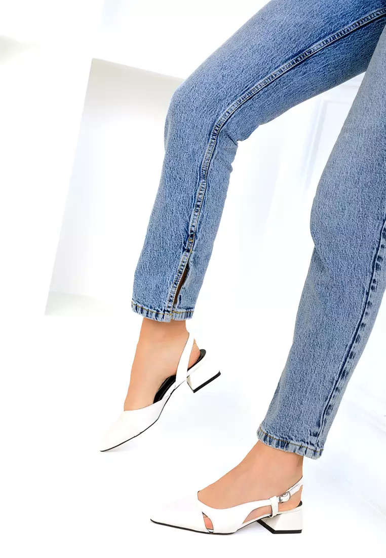 White Women's Classic Heeled Shoes 18839