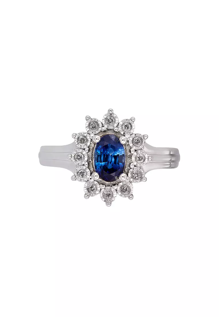 HABIB Oval Blue Sapphire and Diamond Ring in 375/9K White Gold 24446(R)