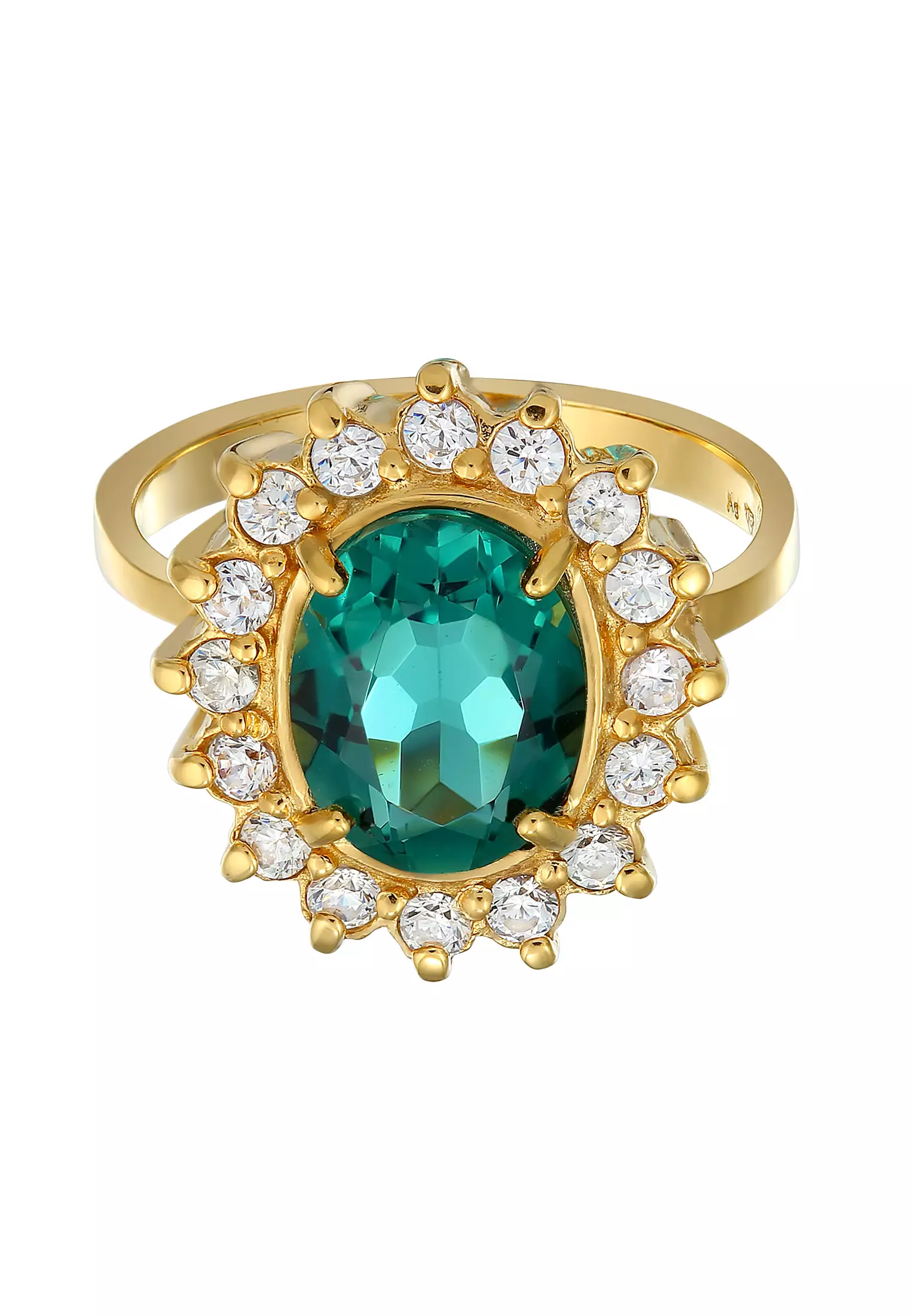 Ring Cocktail Elegant Royal Quartz Zirconia Crystals Gold Plated