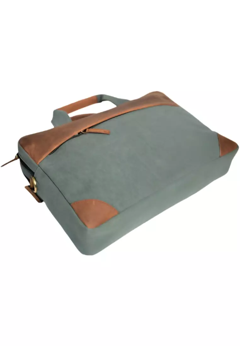 Canvas leather Office Bag for Men - Canvas Laptop Bag Men - Leather Briefcase for Men - Messenger Bag for Men - Men's Handbag Casual - Oxhide J0043