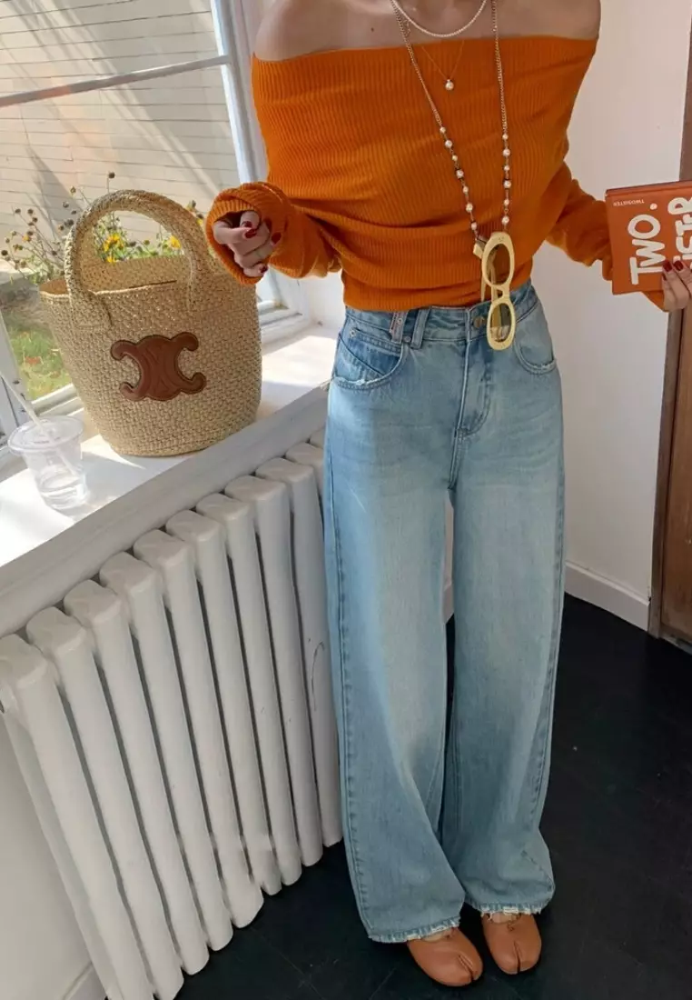 Spring high waisted straight leg jeans CA25031910BL