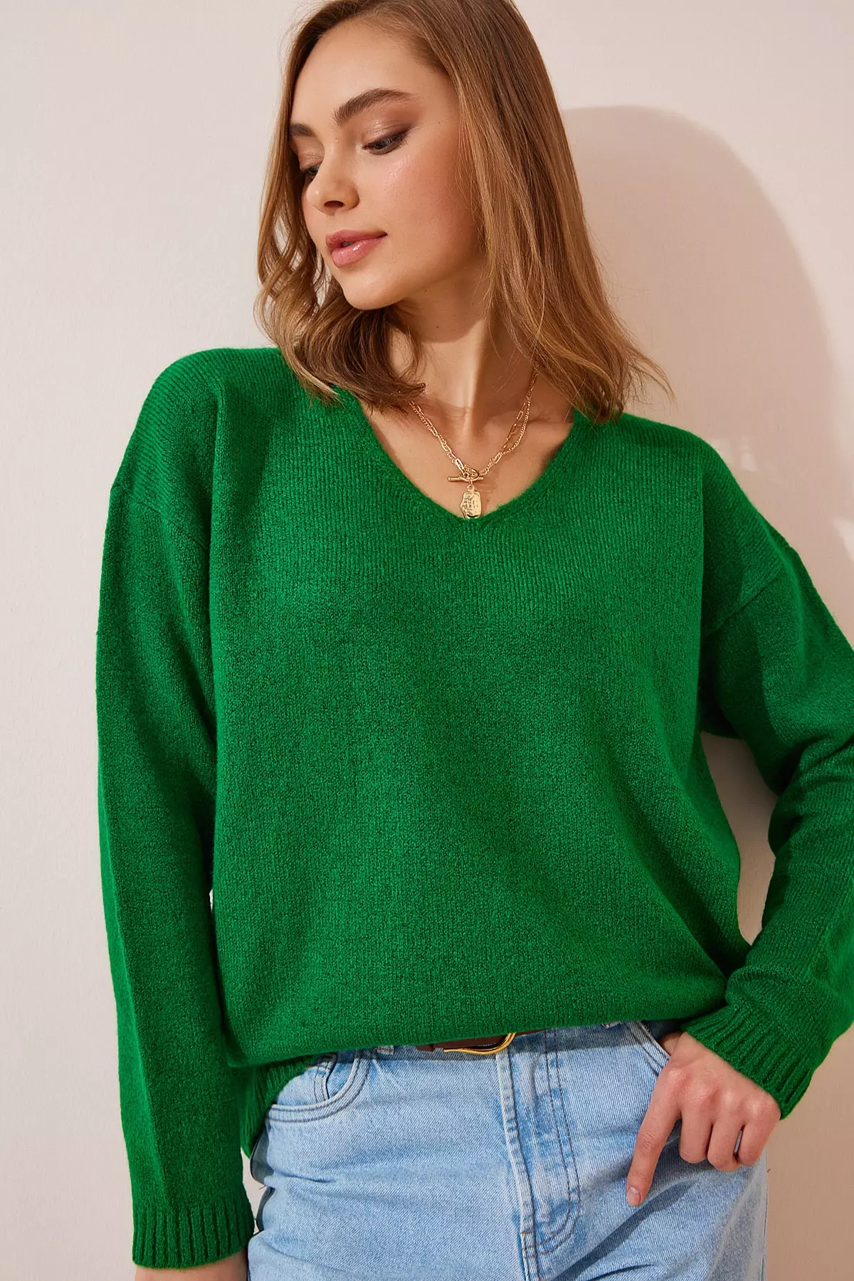V-Neck Knitwear Sweater