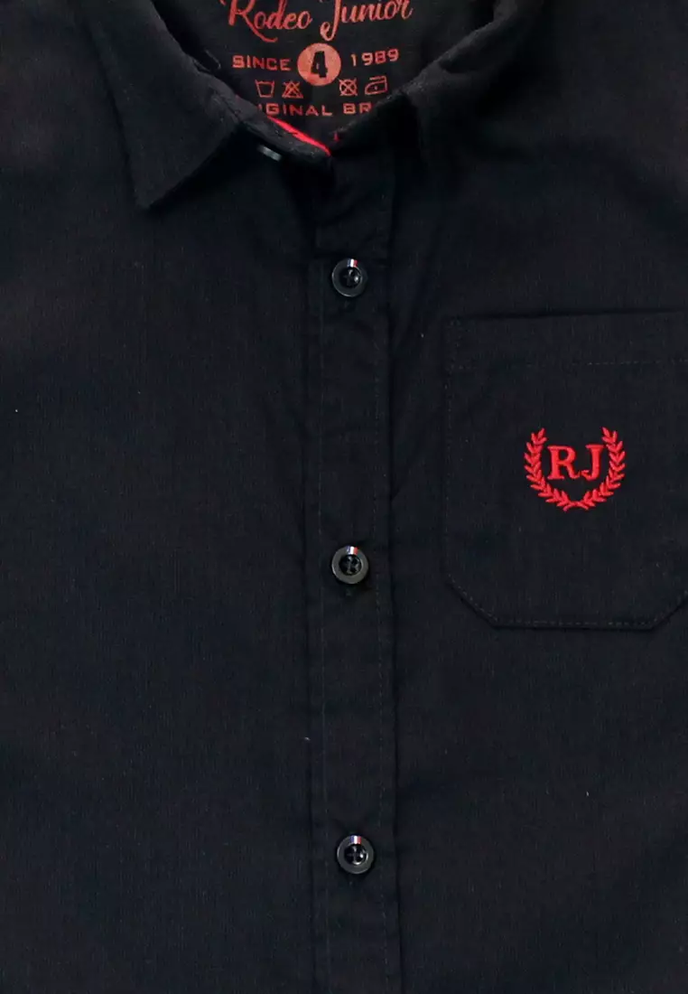 Shirt/ Kemeja Anak Laki/ Rodeo Junior Black Basic Shirt