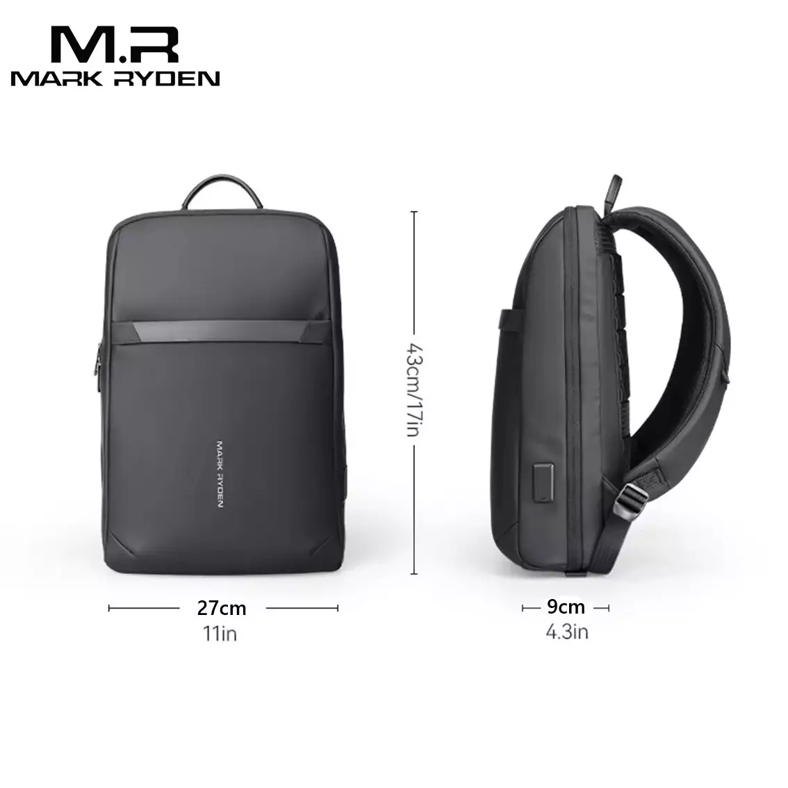 Mark Ryden Tas Ransel Backpack Laptop 15.6 Inch USB MR1113 - BLACK
