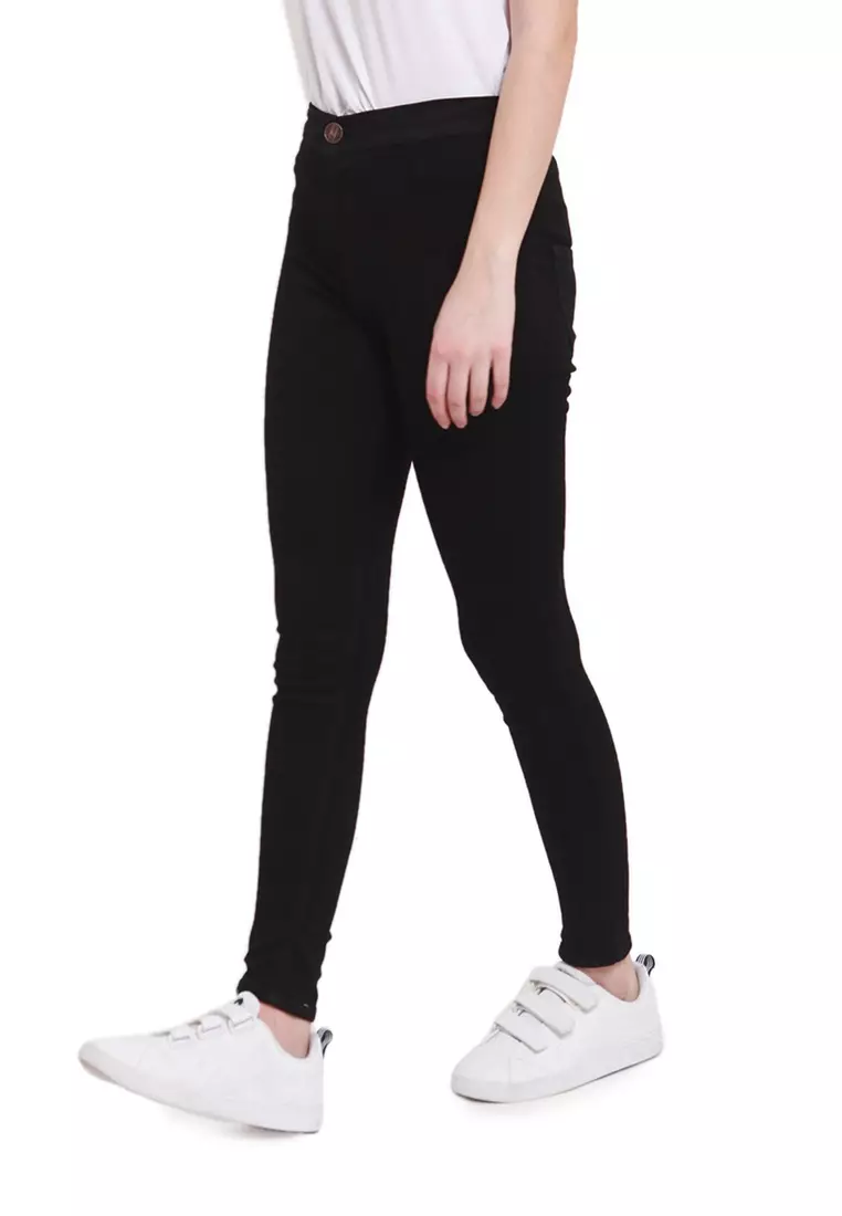 Celana High Waist Skinny Plain Jeans Bawahan Wanita Premium Quality - Black