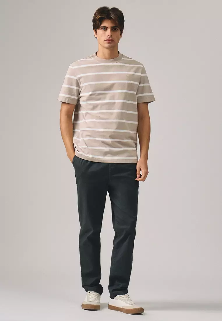 Regular Fit Basic Stripe T-Shirt In Heavy Jersey