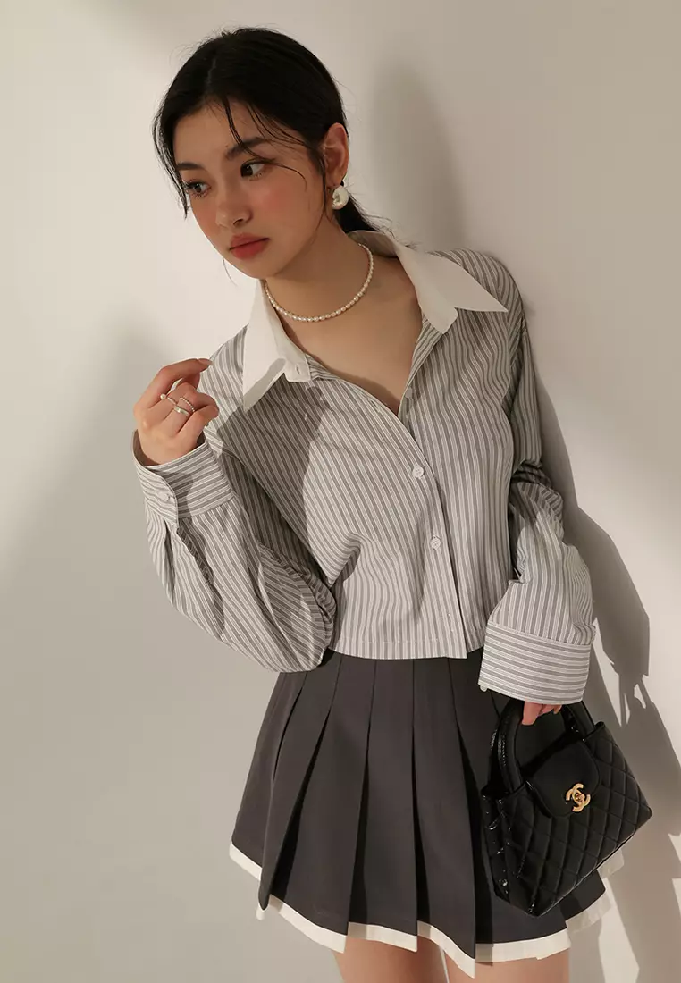 Cropped Bi-Colour Shirt