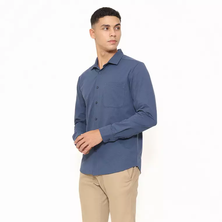 AMK Kemeja Knit Pria Lengan Panjang SHS Amari Ls Blue