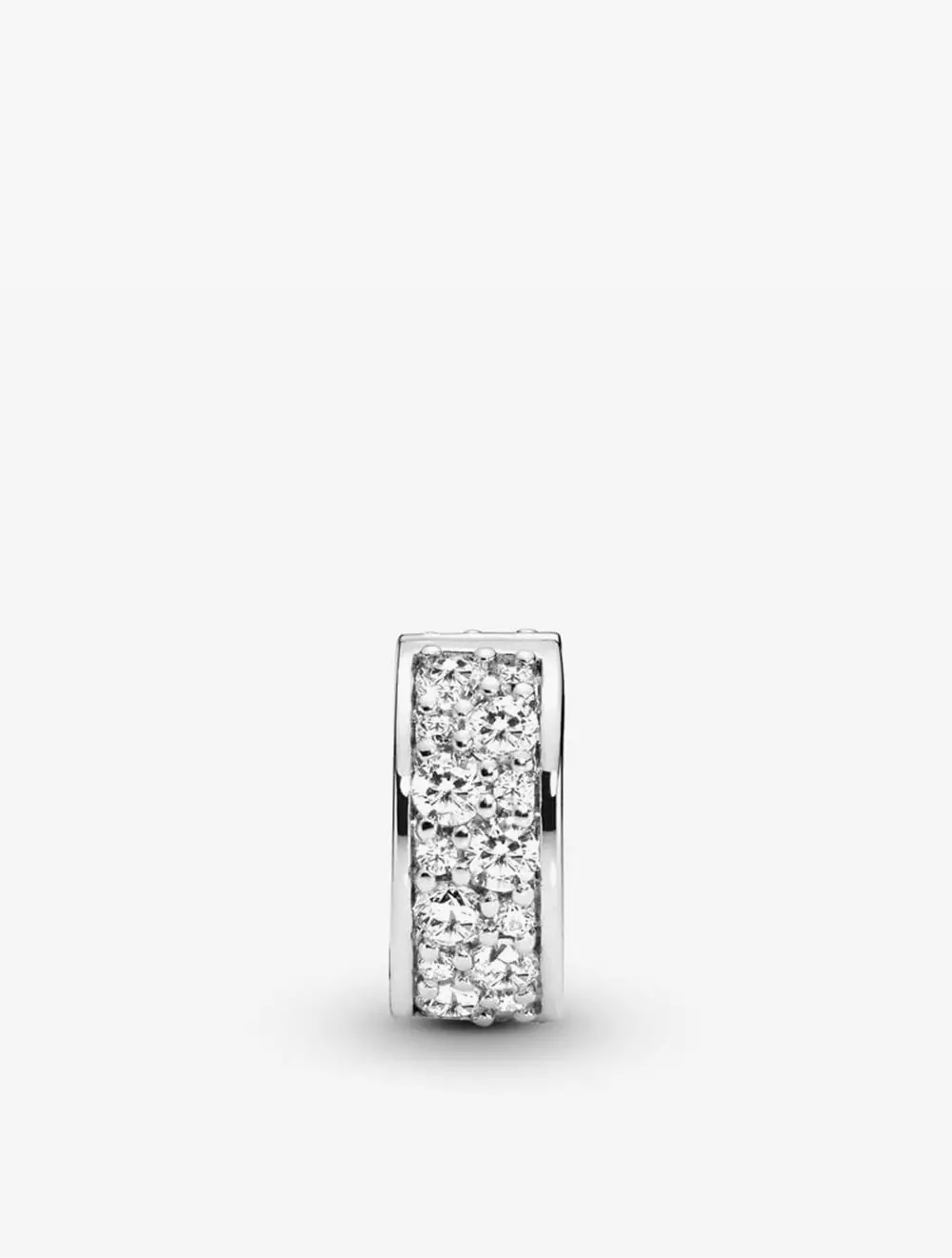 Silver clip with clear cubic zirconia and silicone grip