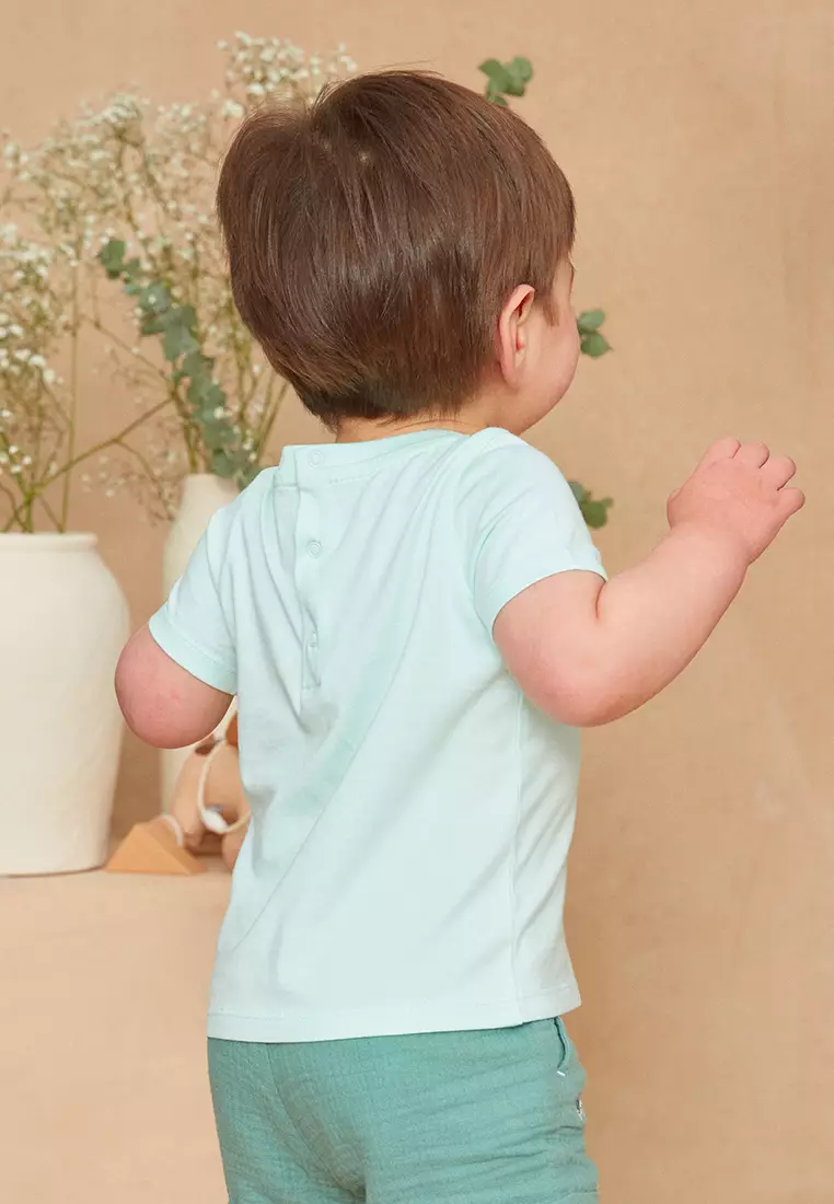 PALE TURQUOISE TURTLE PRINTED SHORT SLEEVE T-SHIRT