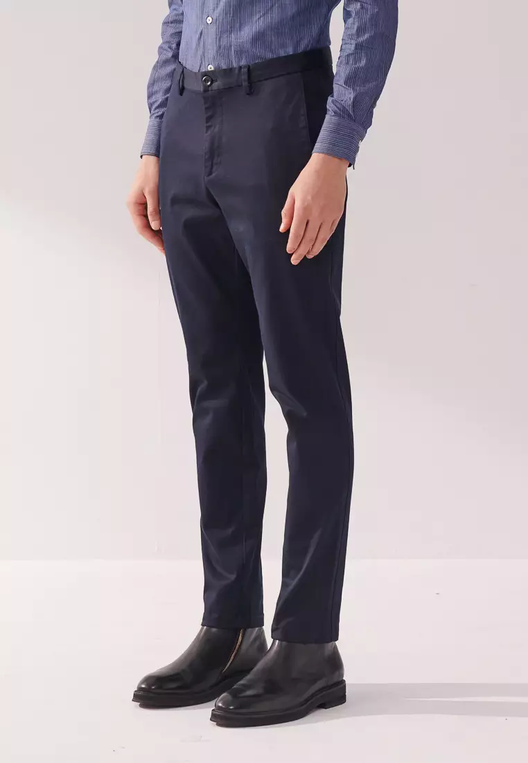 Navy Side-seam Slim Fit Stretch Chinos