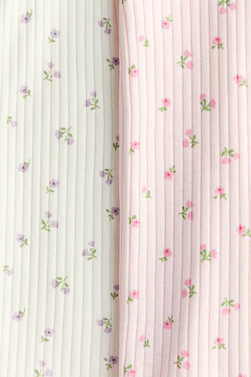 2-pack frill-trimmed cotton sleepsuits