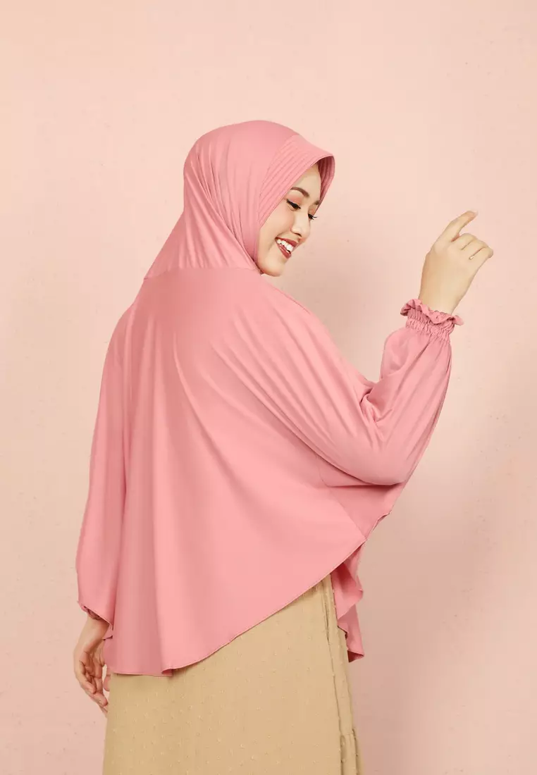 Cotton Bee - Halwa Bergo Lengan | Hijab Instan Syari - Rosie Pink