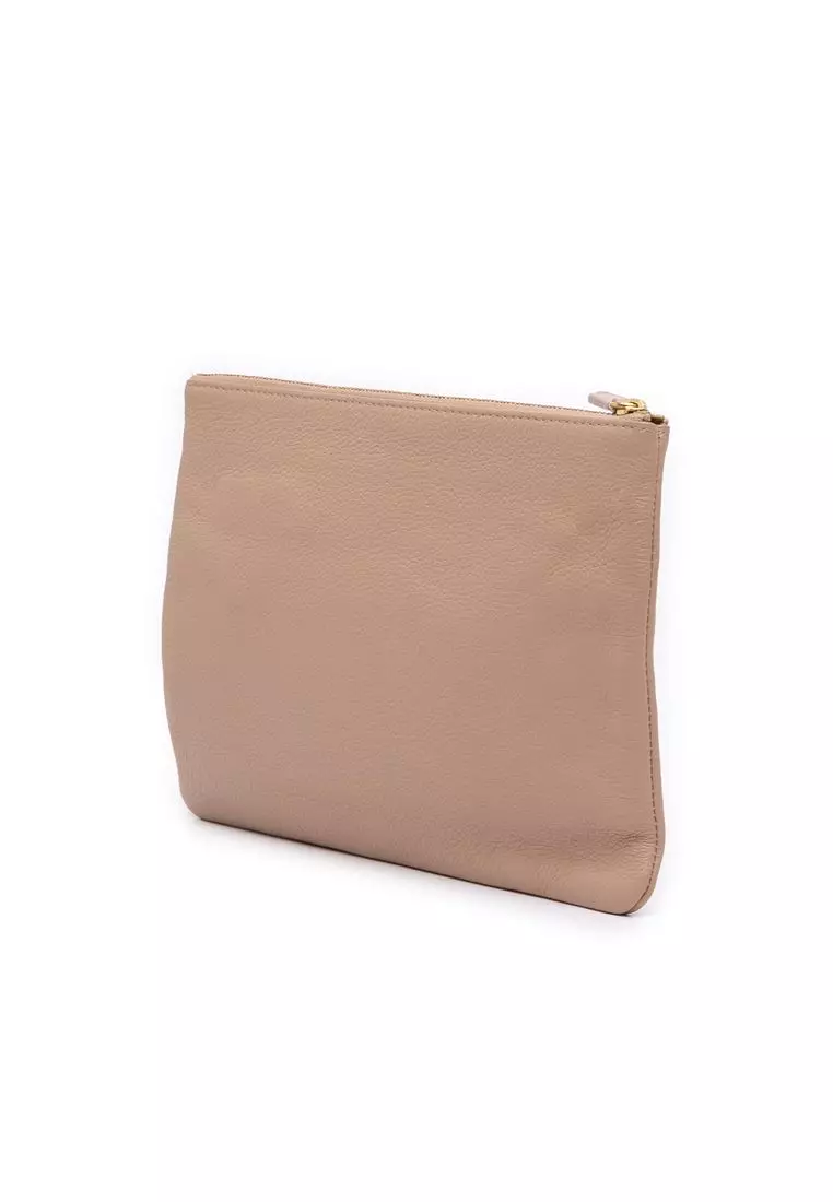 Pre-Loved Burberry Pebbled Leather Clutch