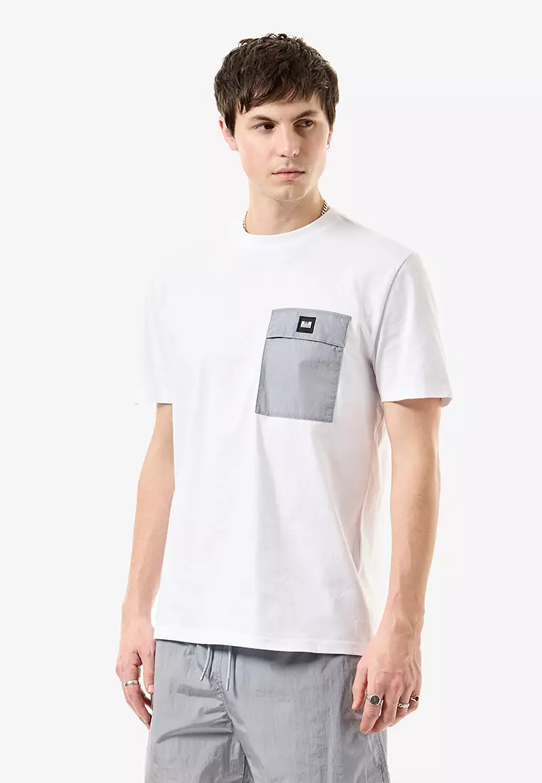 MENS WHITE/SMOKEY STINIVA CONTRAST PARACHUTE POCKET TEE