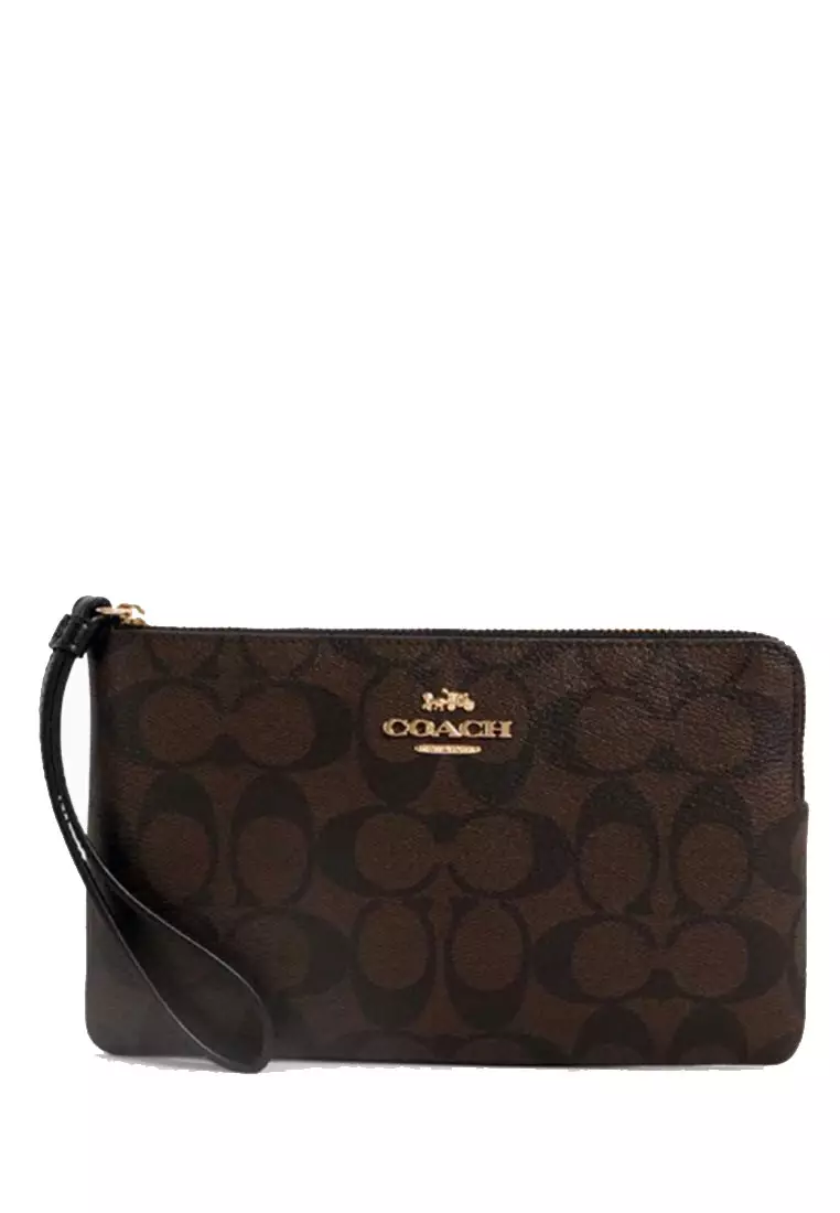 Coach COACH Large Corner Zip Wristlet In Signature Canvas