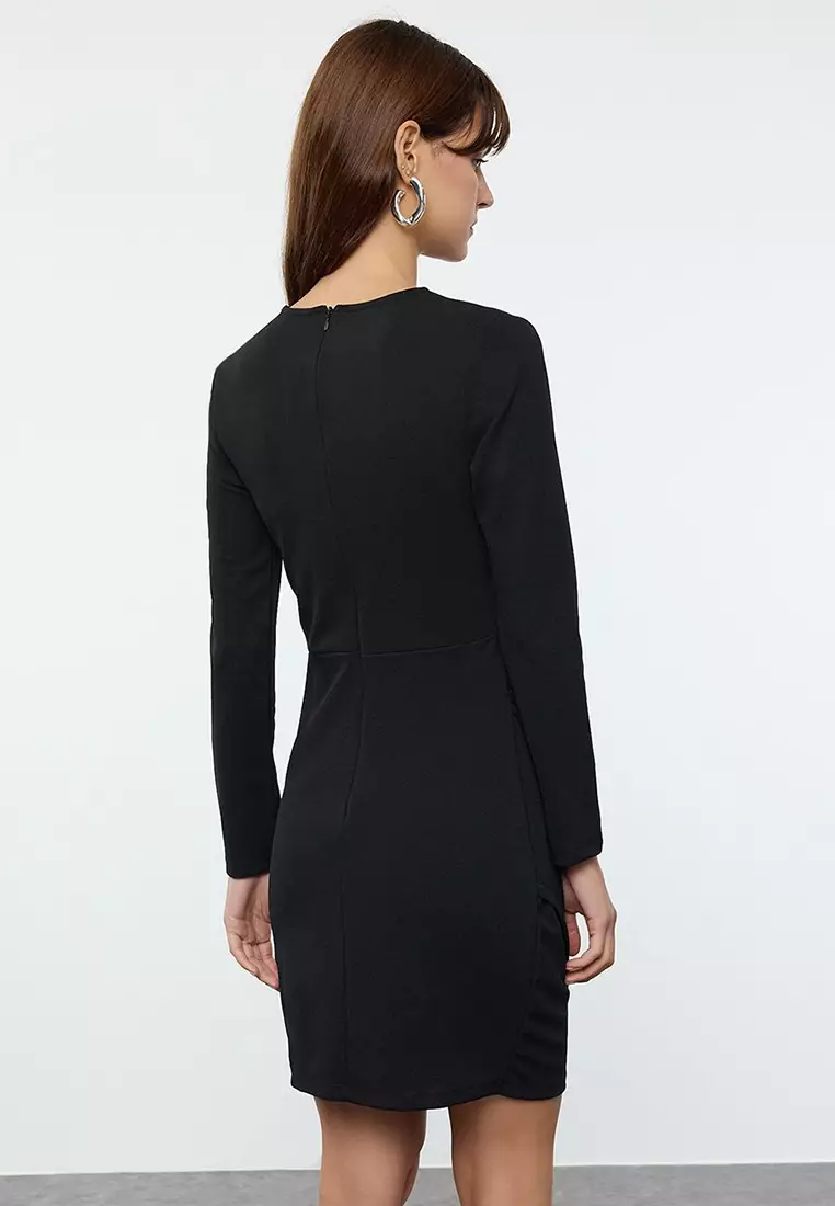 Asymmetrical Hem Ruched Mini Dress