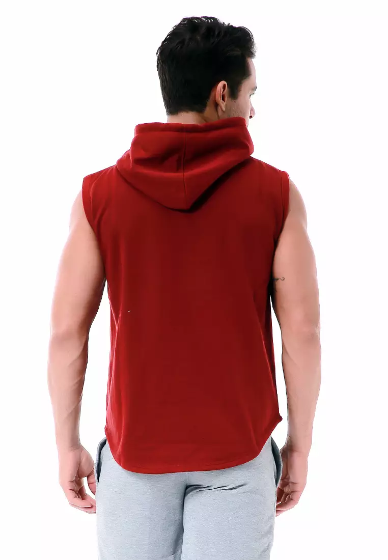 Bobby Atasan Kasual Pria Singlet Hoodie Motif Polos Sweater Tanpa Lengan Material Fleece ORIGINAL - Maroon