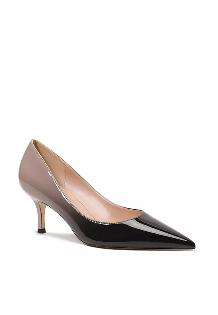 6CM Faux Patent Pointed Pumps Heels Shoes HZL262