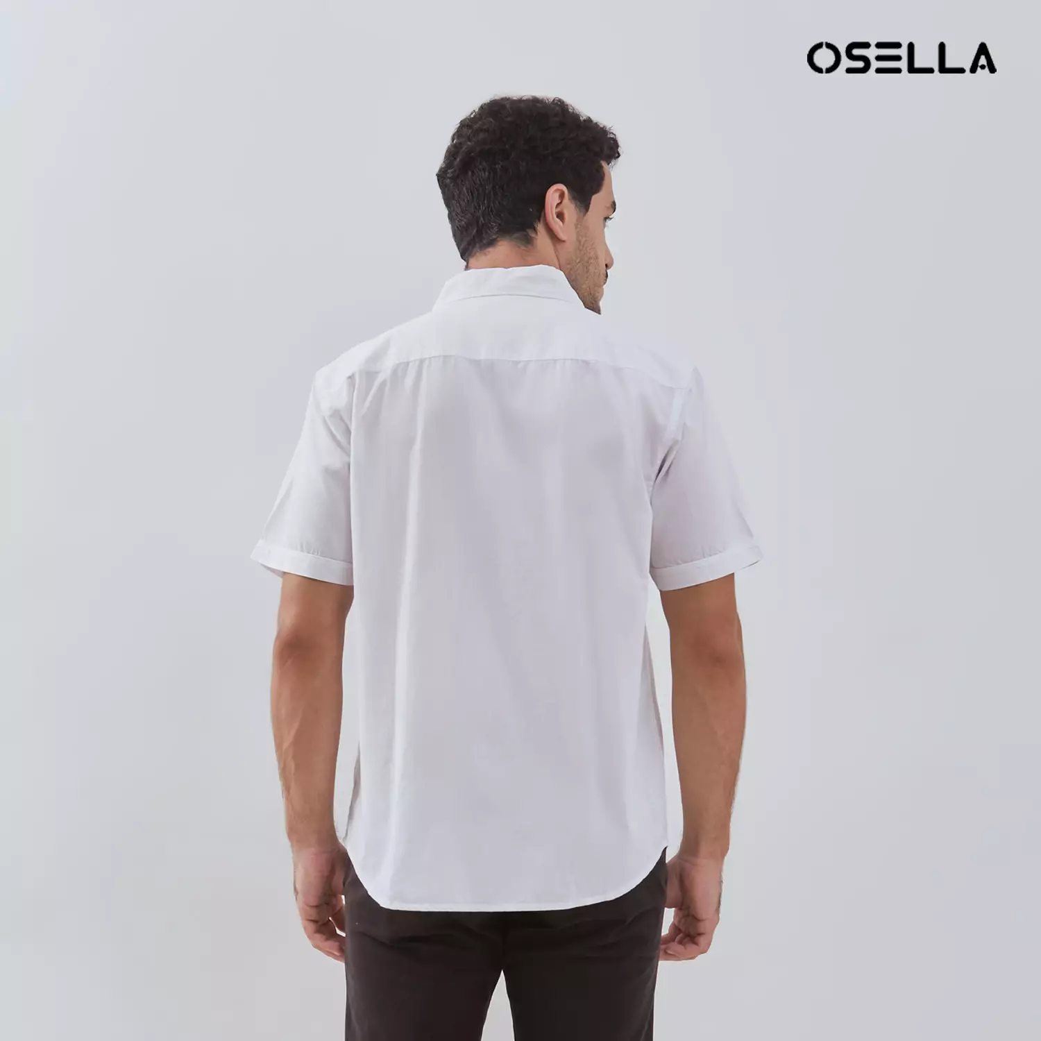 [NEW] Osella Dobby Pique Solid Collared Short Sleeve Shirt In White 2032500401 | Kemeja Pria Lengan Pendek