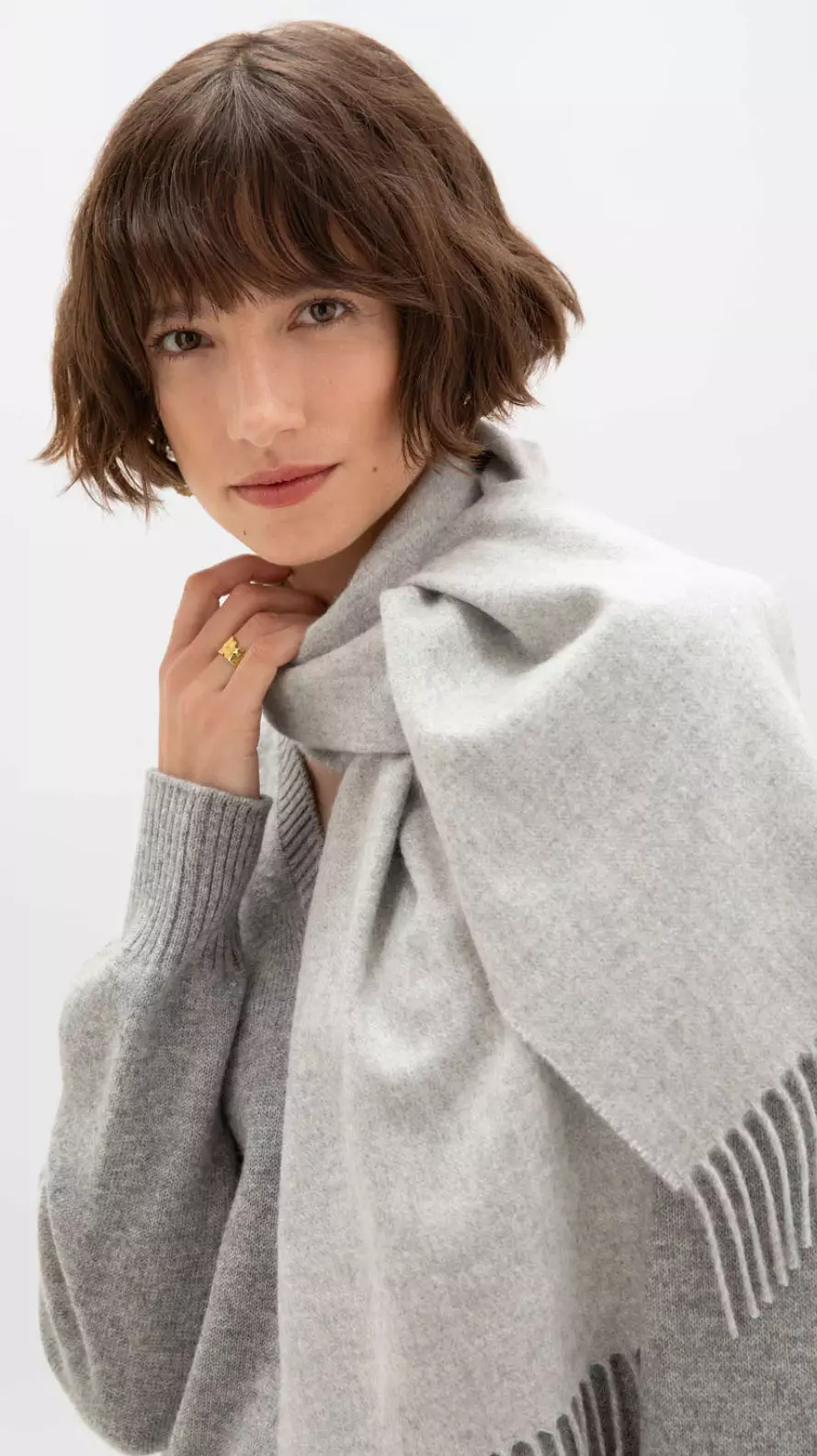 Aksesoris Wanita Virgin Wool Cashmere Shawl Syal Wanita Kasmir Silver Powder