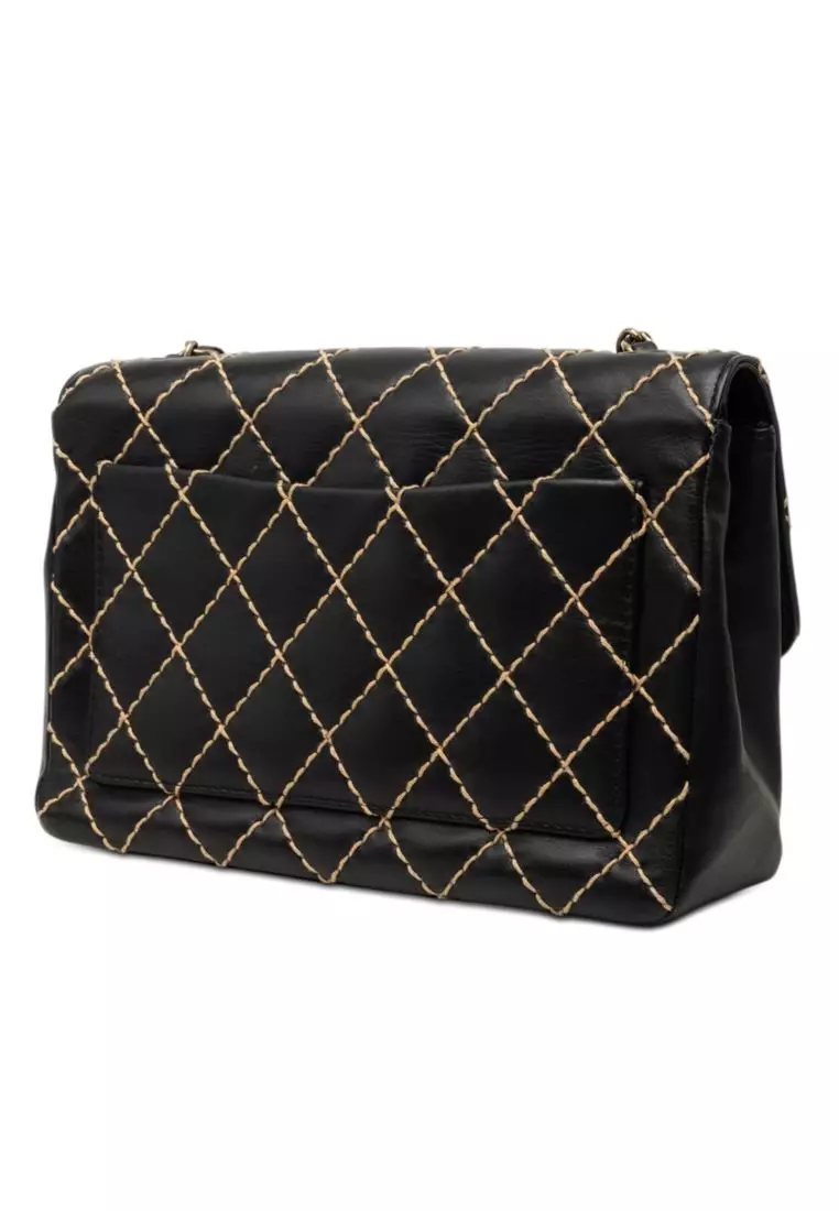 Pre-Loved Chanel Jumbo Cc Quilted Lambskin Wild Stitch Flap