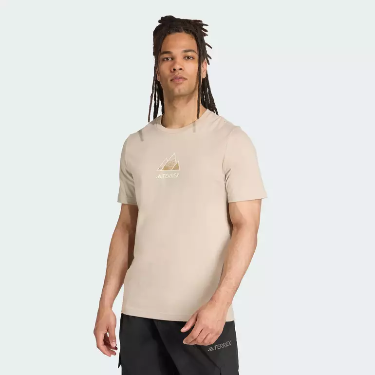 Hiking Terrex Outdoor Athlete Graphic Tee Men Beige JM6388