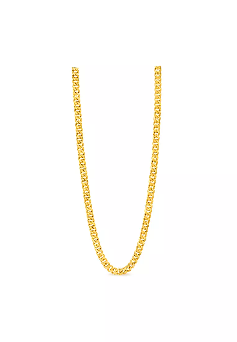 916/22K Gold Hollow Machine Curb Chain Necklace R020 (3.60MM, 60CM)