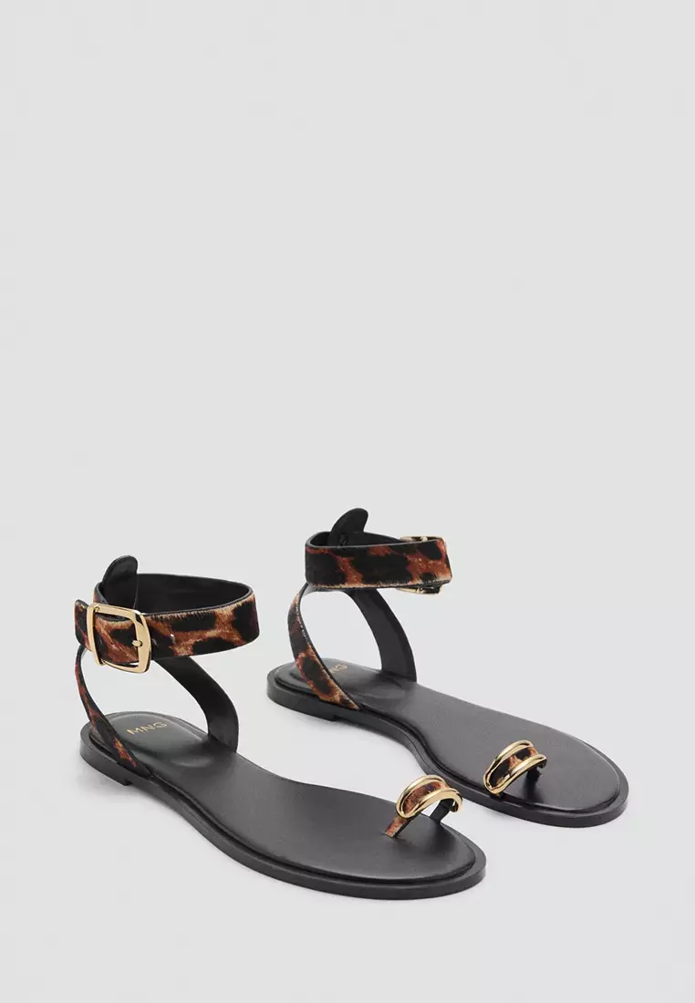 Animal-Print Leather Sandals