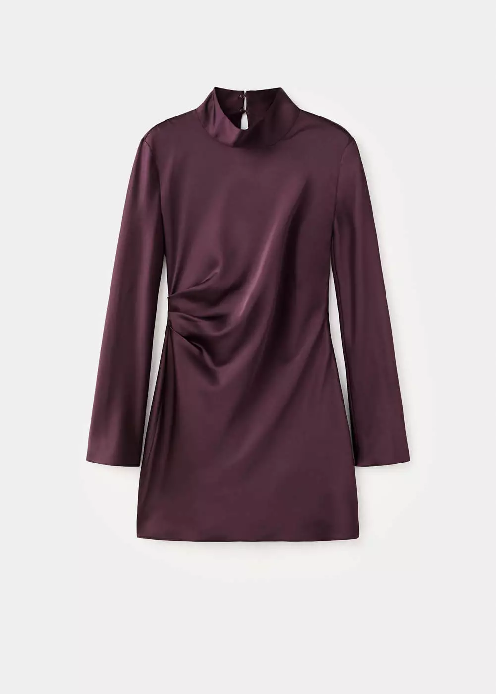 Gaun satin dengan detail kerut