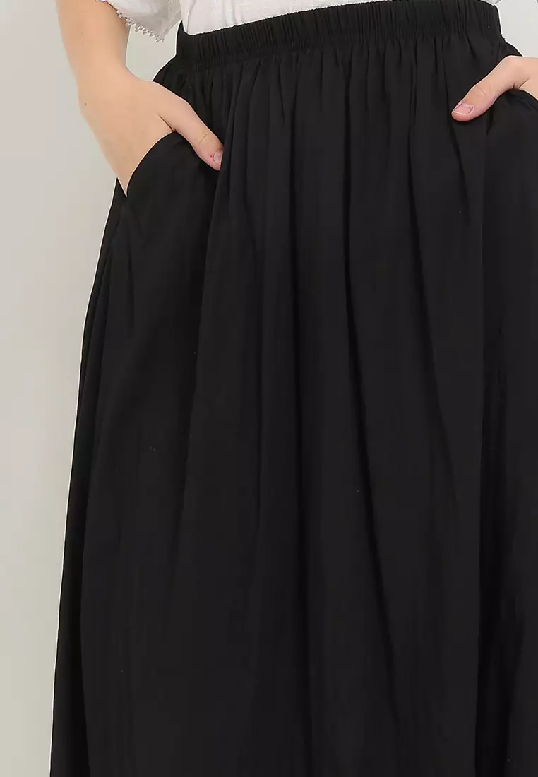 Midi Polyster Skirt W/ Pocket