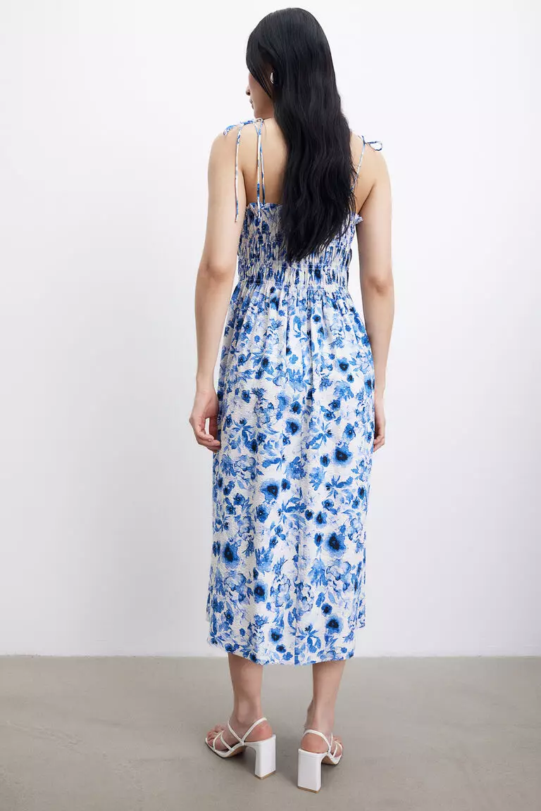 Smocked-detail dress