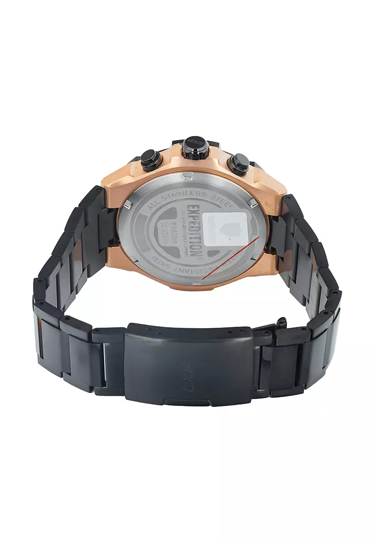 Expedition EXP - Jam Tangan Chronograph Pria - Rosegold Black Stainless Steel - 6838 MCBBRBA