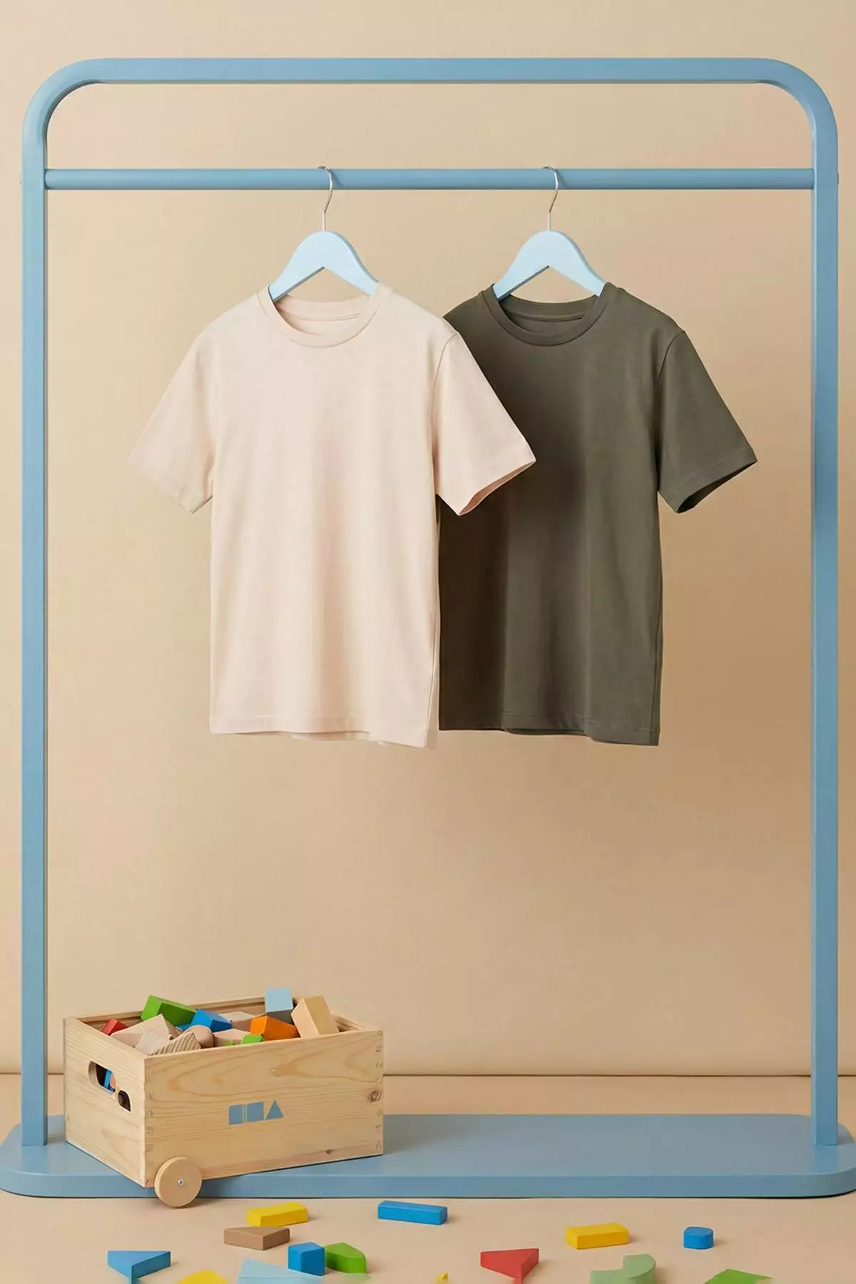 Khaki-Stone Plain Knitted T-Shirt Tkdss25Ts00009