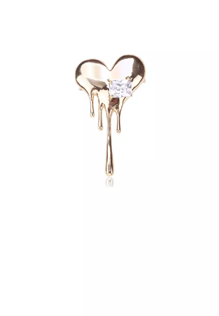 Gold heart clearance brooch