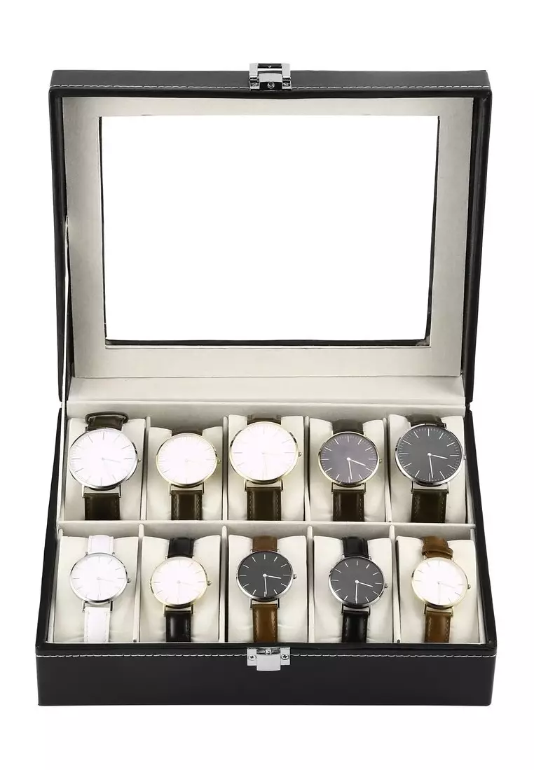 Box Watch Kotak Jam Tangan Luxury 10 Slot Secure Lock