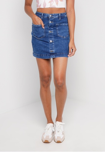 ONLY blue Button Denim Skirt 35390AA743BF6AGS_1