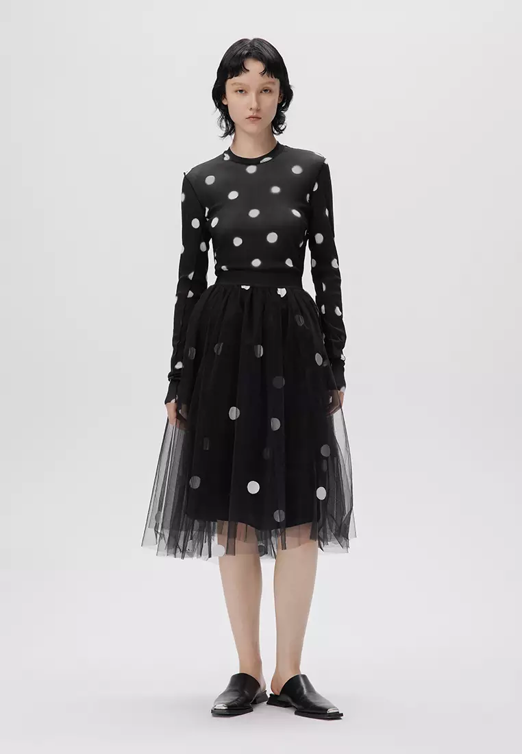JNBY Women's Polka Dot A-Line Netted Skirt