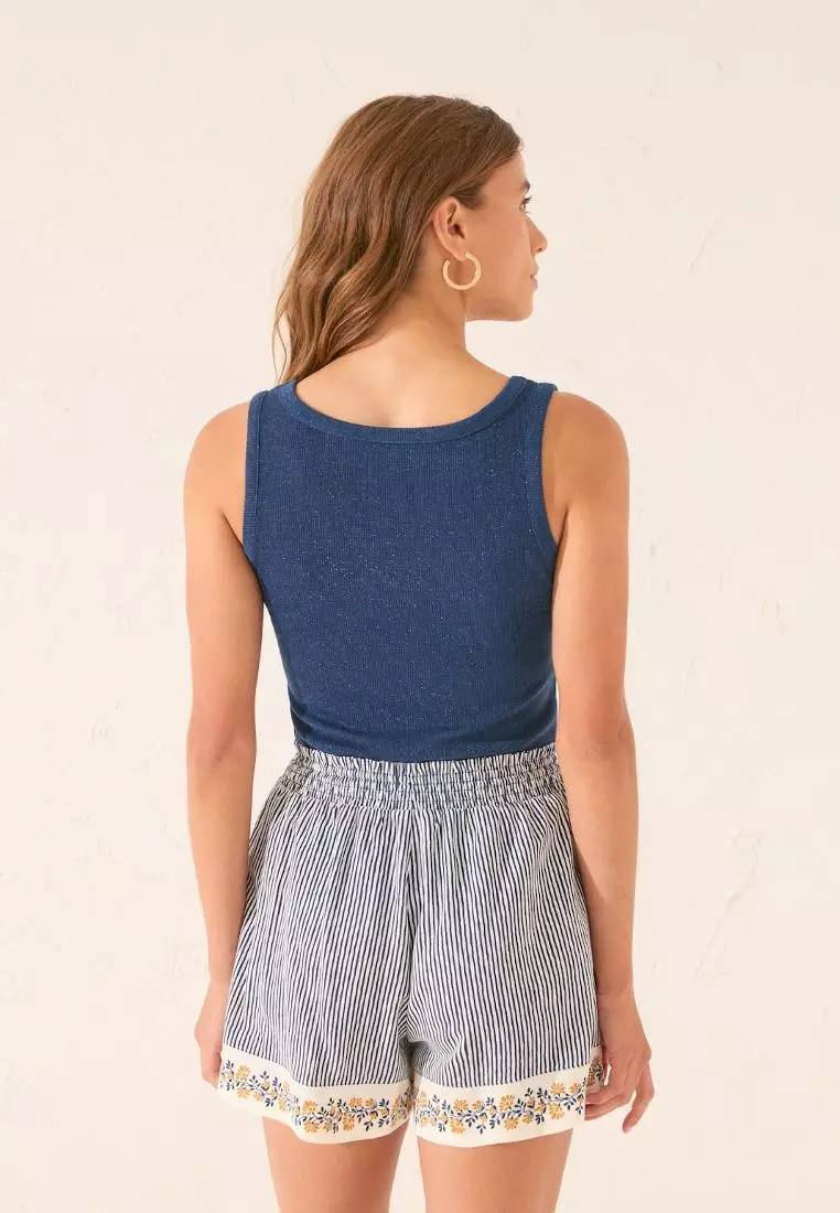 Striped Print Trouser With Borders