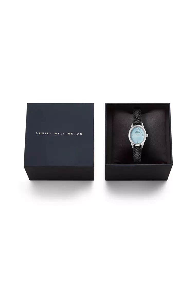 Ophelia Mini Black Lizard Ice Blue Guilloché Silver - Women Watch Stainless Steel Leather Strap watch DW Official Authentic Original jam tanggan perempuan DW jam tangan