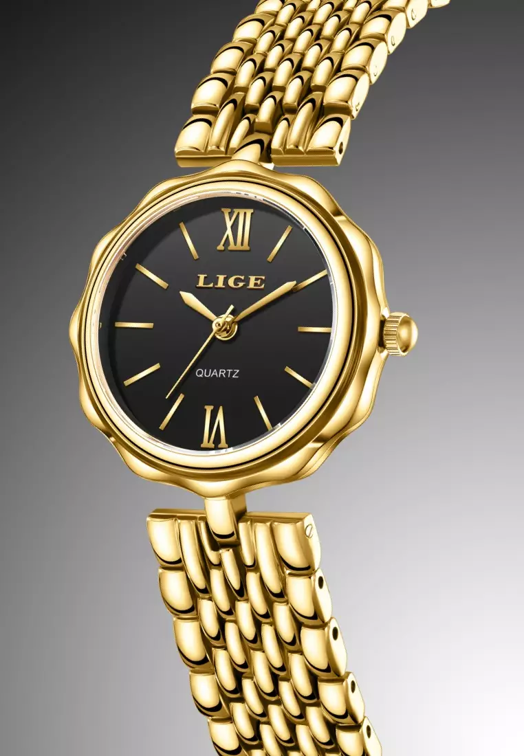 Ladies IP Gold Stainless Steel Quartz Watch, Stainless Steel Bracelet