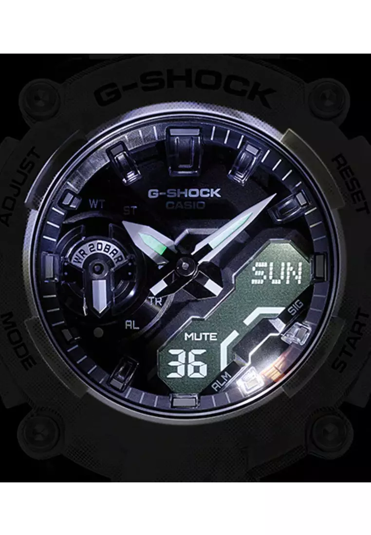 Men's Analog-Digital Watch GA-2200GC-7A Frozen Forest Carbon Core Guard White Resin Band Sport Watch